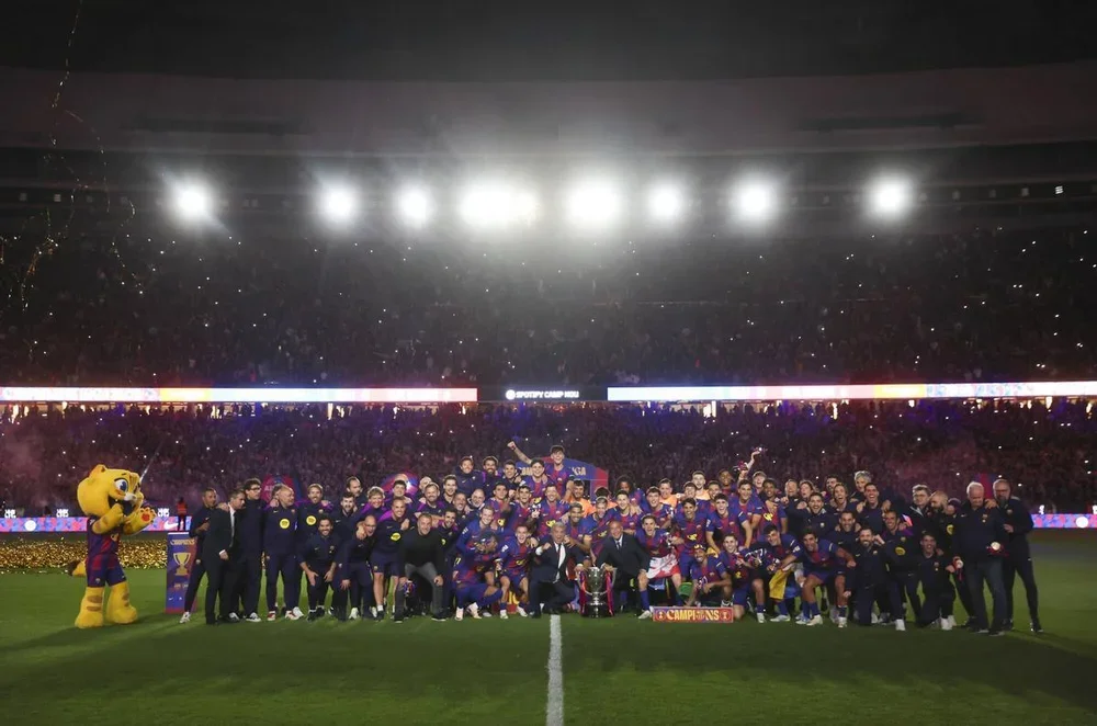 Así celebró el Barça de Hansi Flick en el Spotify Camp Nou