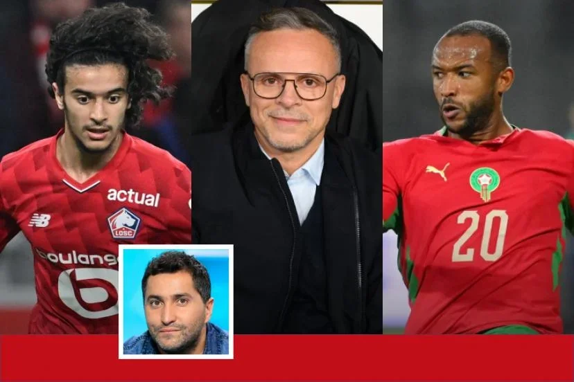 Ayyoub Bouaddi, Mohamed Ouahbi et Ayoub El Kaabi. (L'Équipe/Presse Sports)